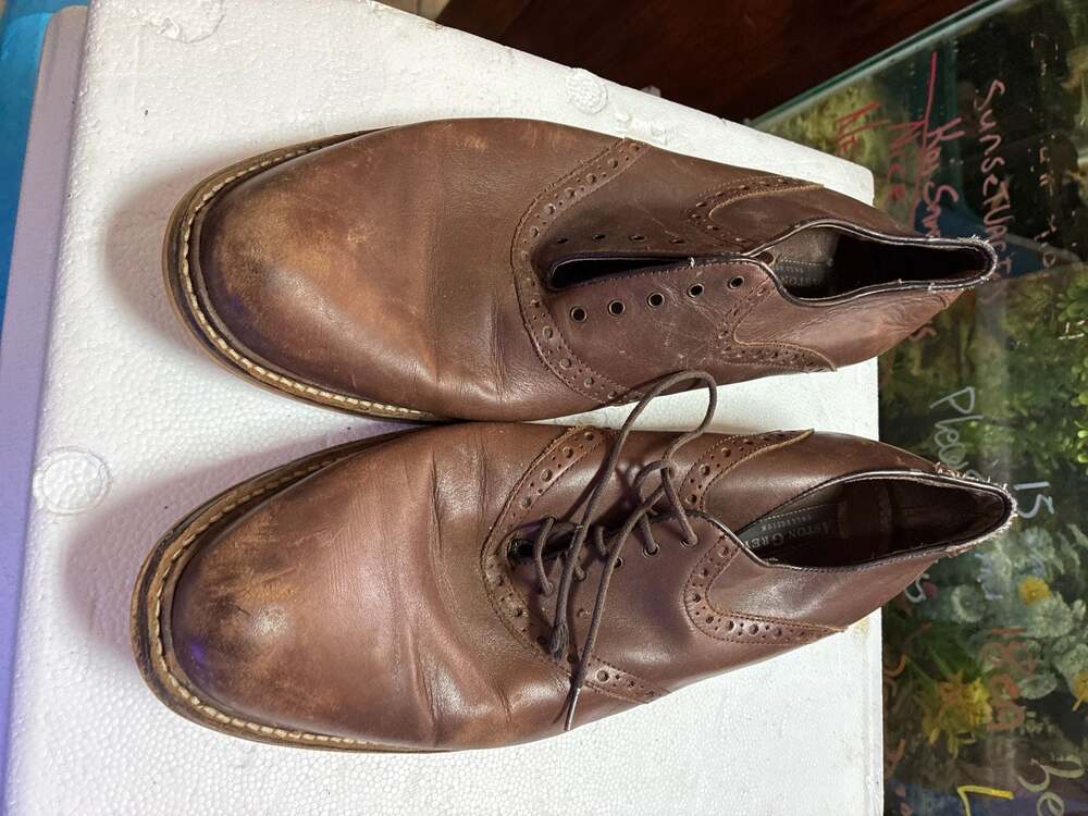 Aston Grey Collection Brown Leather Wingtip Oxford Dress Shoes Size 12